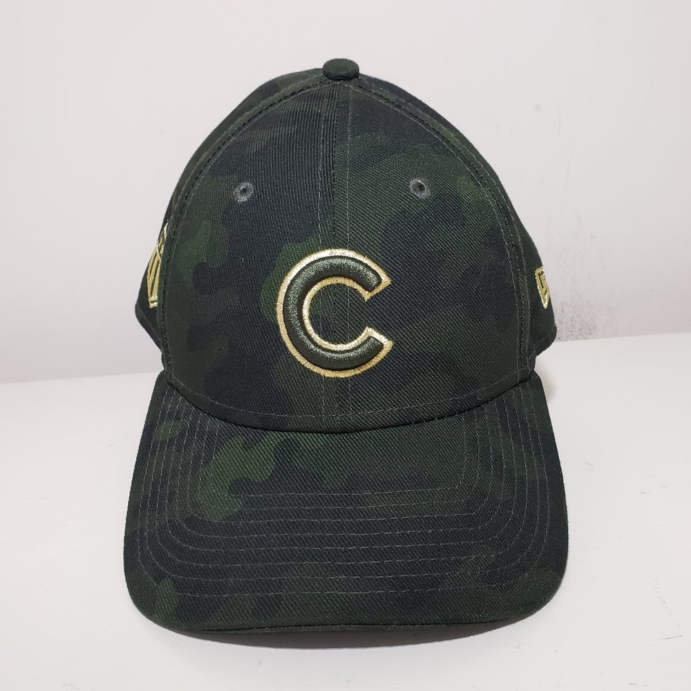 Chicago Cubs Hat Cap Fitted Small 7 1/8 Camo New Era Military Armed Forces MLB